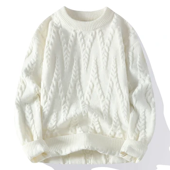 2023 Нова есен зима мека топла кашмир пуловер мъже висок клас мъжки джъмпери Harajuku пуловери дълъг ръкав тънък годни обрат пуловери