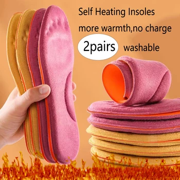 2Pairs Самонагряващи се термични стелки за крака Зимни термични сгъстени мемори пяна подложки за обувки Мъжки спортни обувки Самонагряваща се стелка