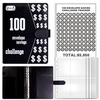 Спестовни предизвикателства Книга 100 плик предизвикателство бюджет класьор Лесен и забавен начин да спестите $ 5,050 класьор с парични пликове