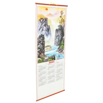 Традиционен календар Драконова година Китайска голяма стена 2024 Месечен хартиен календар